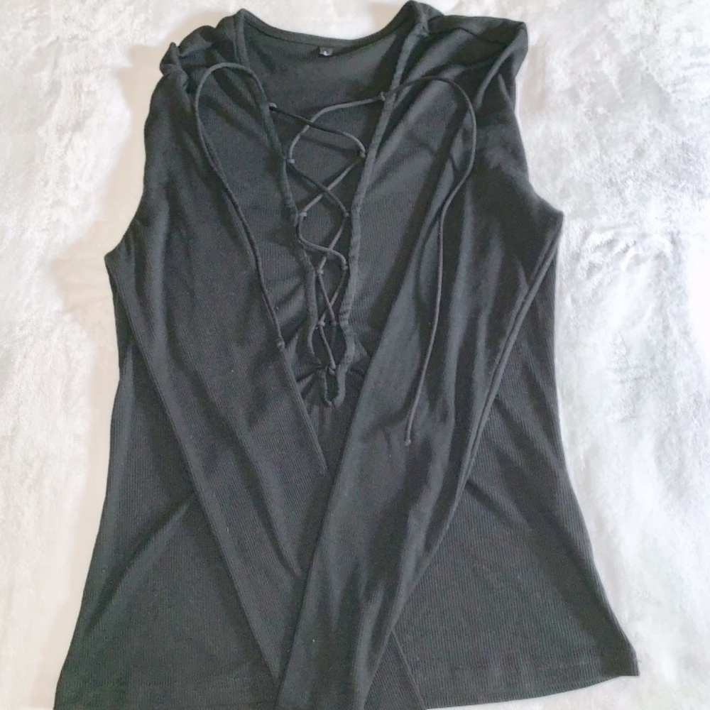 Women's Long Sleeve Black Blouse Size L